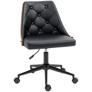 Sedia da Ufficio con Altezza Regolabile e Basculante ¨C zephmum ¨C Nero e Legno 53x62x77-87 cm