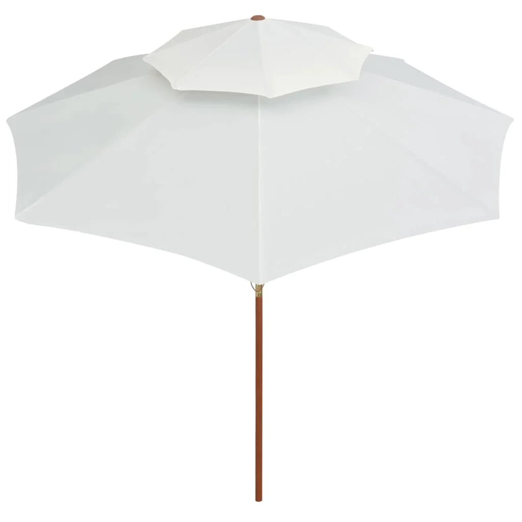 Ombrellone per mobili da giardino terrazza 270 x 270 cm palo in legno bianco crema 02_0008413