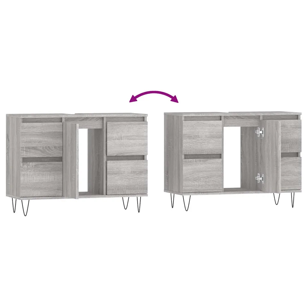 Mobile da Bagno Grigio Sonoma 80x33x60 cm in Legno Multistrato 831658