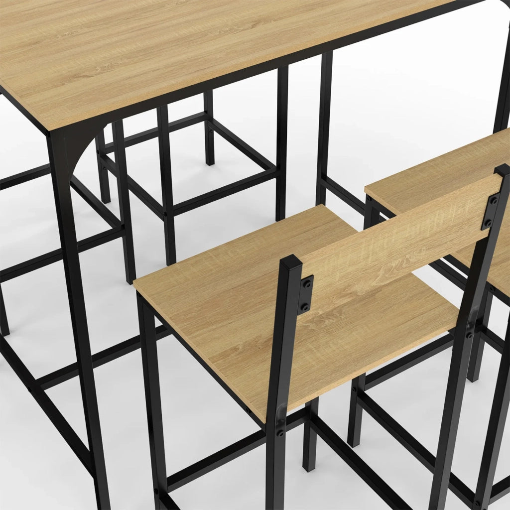 IDMarket - DETROIT Tavolo da bar alto 100 cm e set di 4 sedie da bar di design industriale