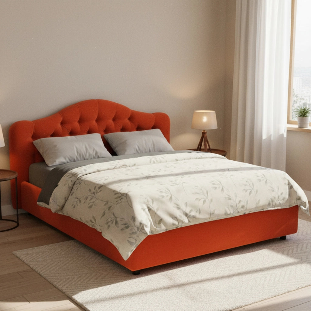 Letto Matrimoniale Alfer, Letto Matrimoniale Materasso Incluso Made in Italy, Arancione