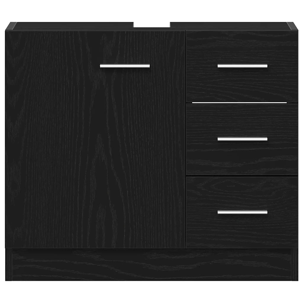 Mobile Lavabo-Armadietto da bagno Rovere Nero 63x30x54 cm in Legno Multistrato