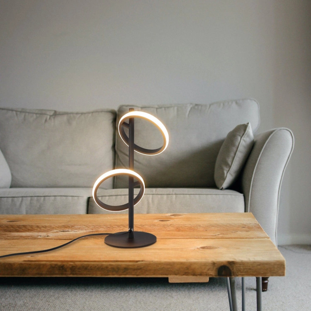 ZMH Lampada da tavolo LED nera moderna anello girevole per soggiorno