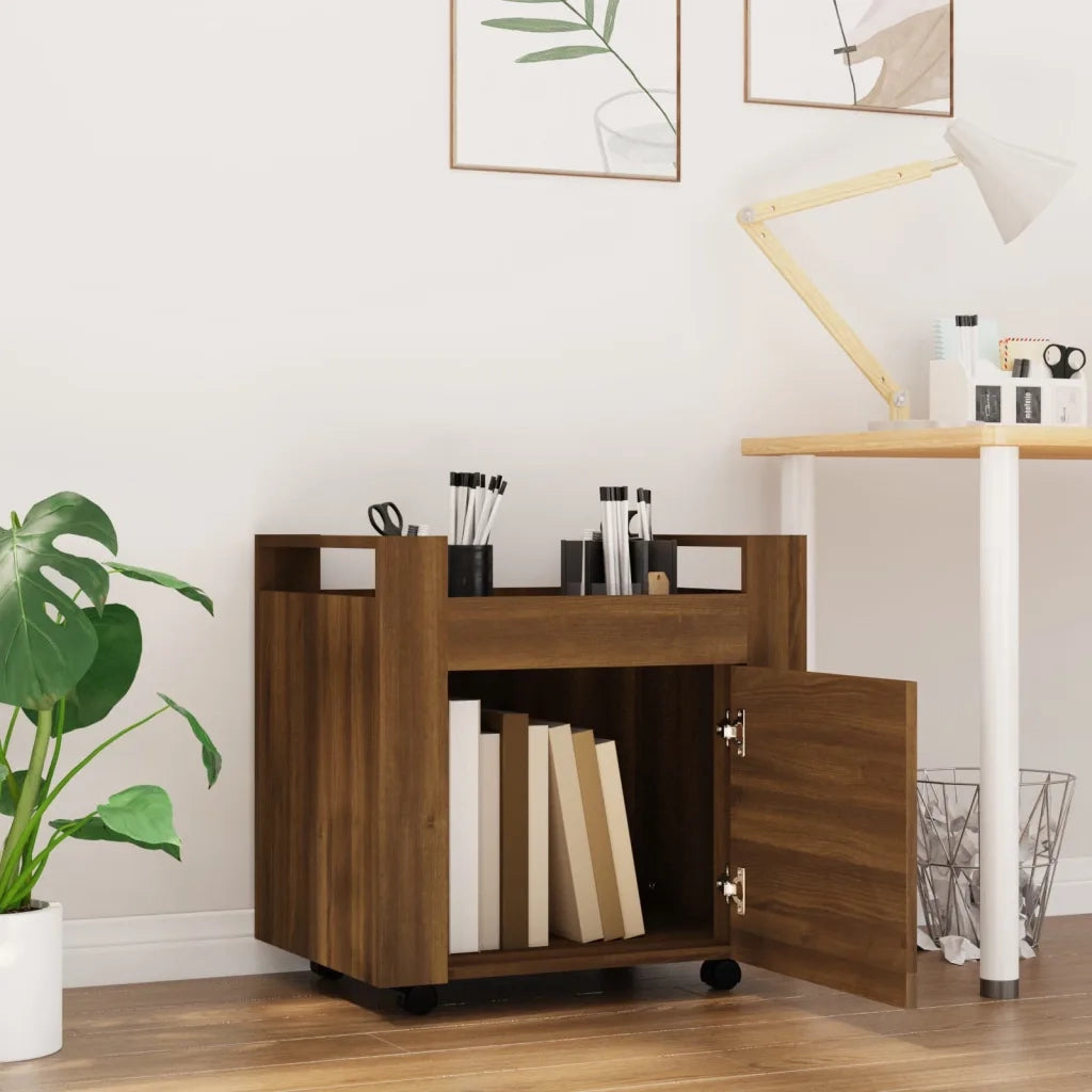 Carrello Scrivania Rovere Marrone 60x45x60 cm Legno Multistrato 816615