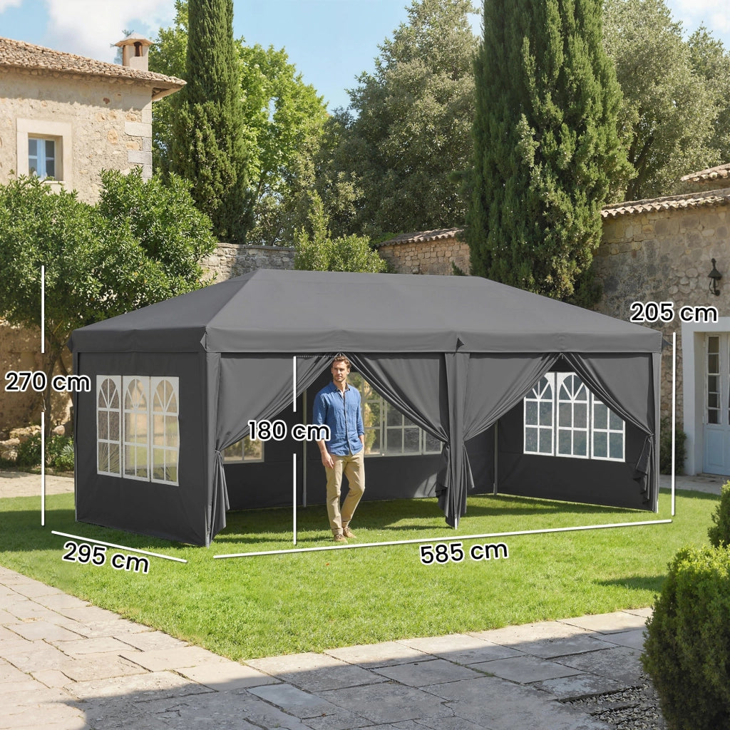 Tonnelle Giardino Pieghevole ¨C zephmum ¨C Grigio Scuro 300x600x250 cm