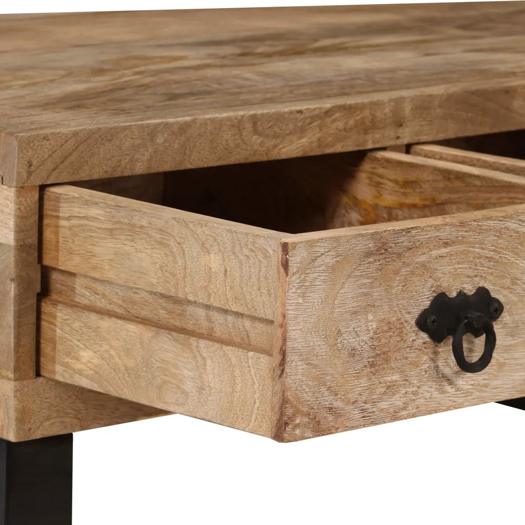 Tavolino da Caffè con 3 Cassetti Massello di Mango 90x50x35 cm 244942