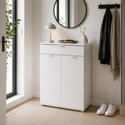 Mobile Bagno 2 Ante con Cassetto Bianco | Armadietto Multiuso Salvaspazio 75x105x38 cm | Mobile Lavanderia e Cucina con Struttura Rinforzata e Ripiani Regolabili