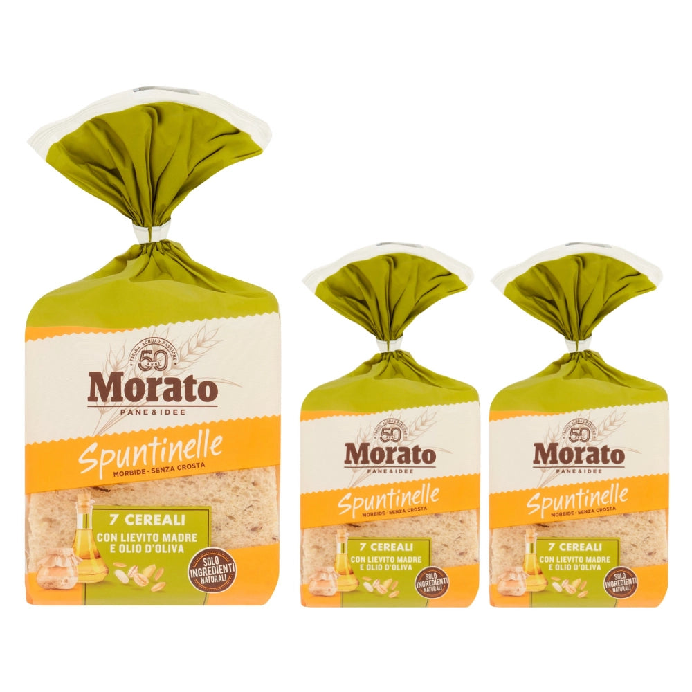 Morato spuntinelle 7 cereali morbide fette senza crosta 3 pezzi da 400 grammi