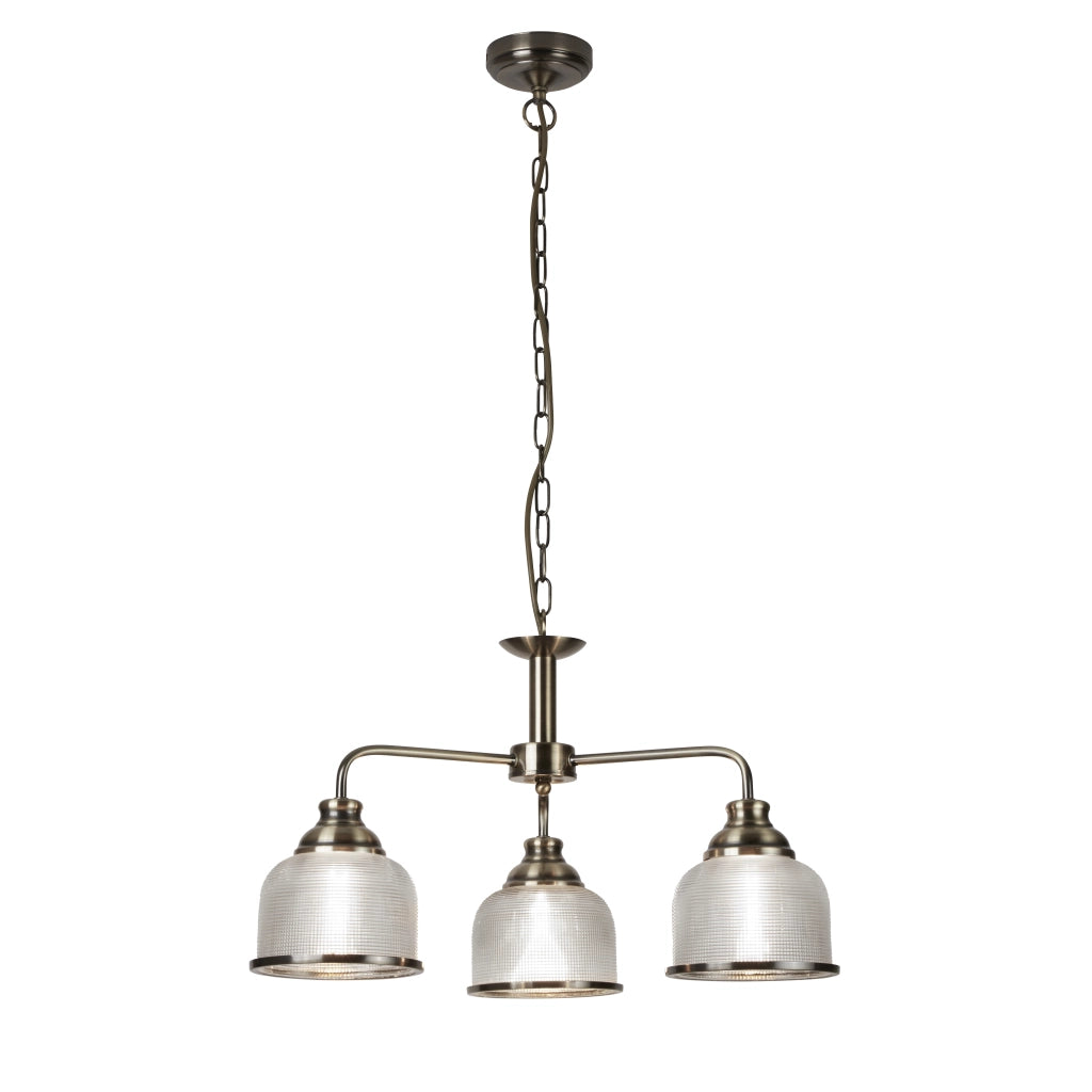 Lampadario Contemporaneo Bistrot Ii Acciaio Ottone Vetro Trasparente 3 Luci E27