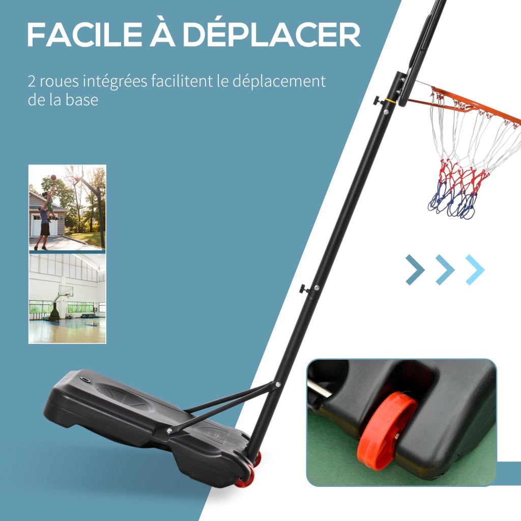 Canestro da Basket Regolabile con Base a Ruote ¨C zephmum ¨C Nero 160-210 cm