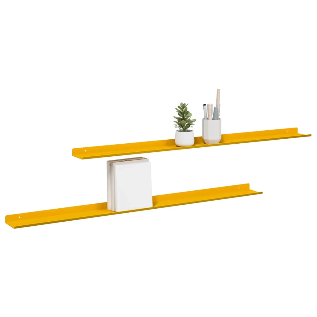 Mensola sospesa 2 pcs Giallo senape 100 x 9 x 2,5 cm Acciaio 8003990