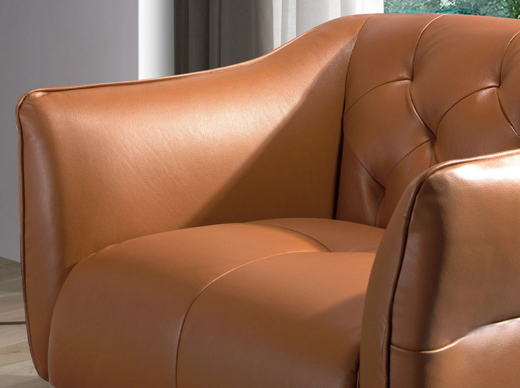 Poltrona Chester pelle marrone terracotta