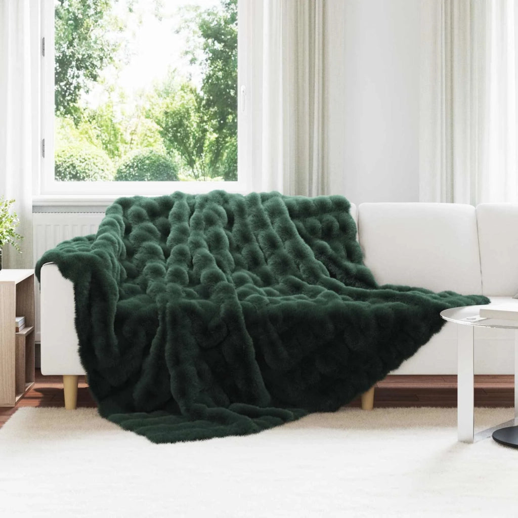 Coperta antiscivolo in sintetica di coniglio Olite Verde Scuro