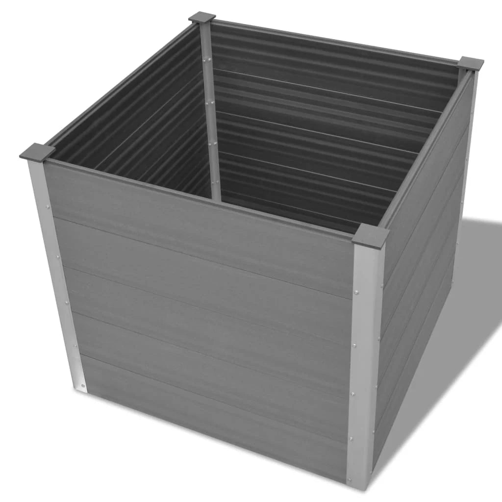 Fioriera rialzata per piante e fiori giardino WPC 100 x 100 x 91 cm grigio 02_0001236