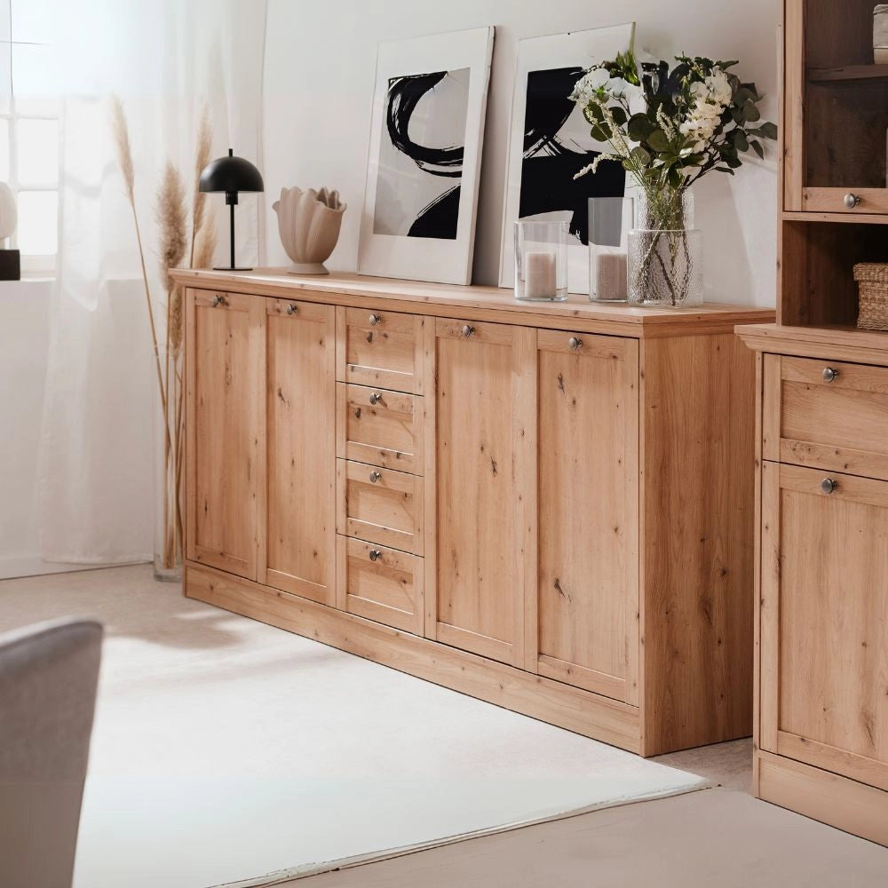 Madia 4 ante e 4 cassetti rovere anticato Timber51A 200x40x90H Il fascino del legno naturale nella tua casa