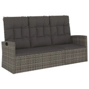 Panchina Giardino | Panca da Giardino Reclinabile con Cuscini 173cm Polyrattan Grigio