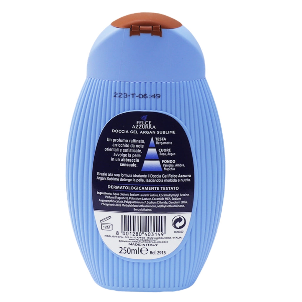 FELCE AZZURRA DOCCIA  IN FORMATO DA 250ML ALL' OLIO DI ARGAN