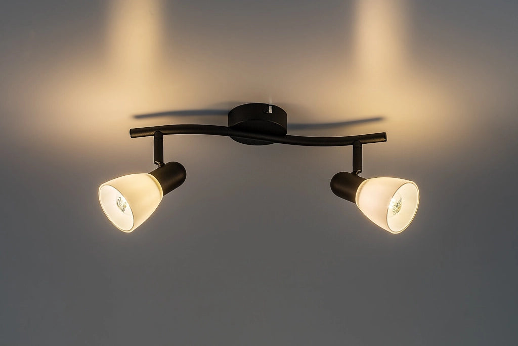 Plafoniera Soma 2 luci nera vetro bianco Rabalux