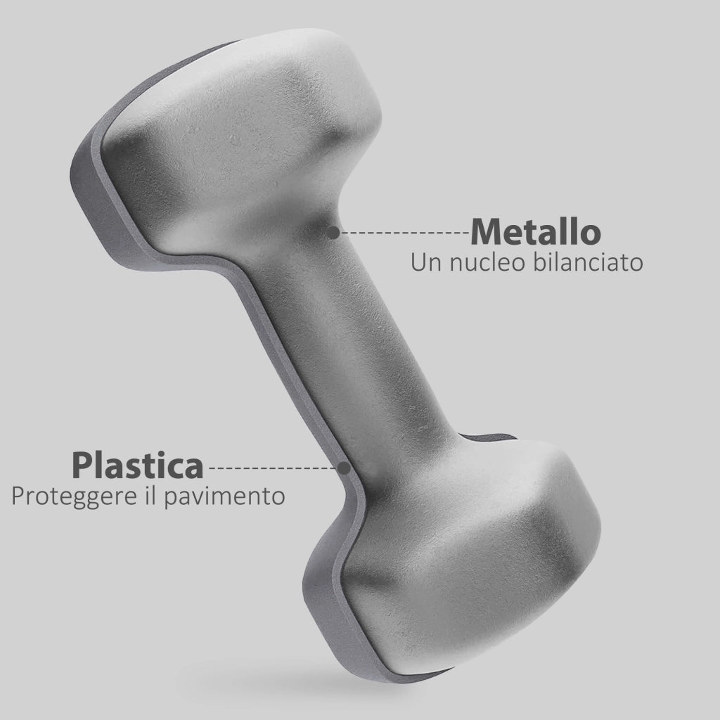 Manubri Esagonali 2x10 kg ¨C zephmum ¨C Grigio Metallo Plastica 26x12x12 cm