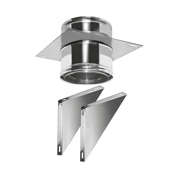 Canna fumaria parete doppia coibentata inox  aria dn 100/120 supporto murale aperto tubo  acciaio  316