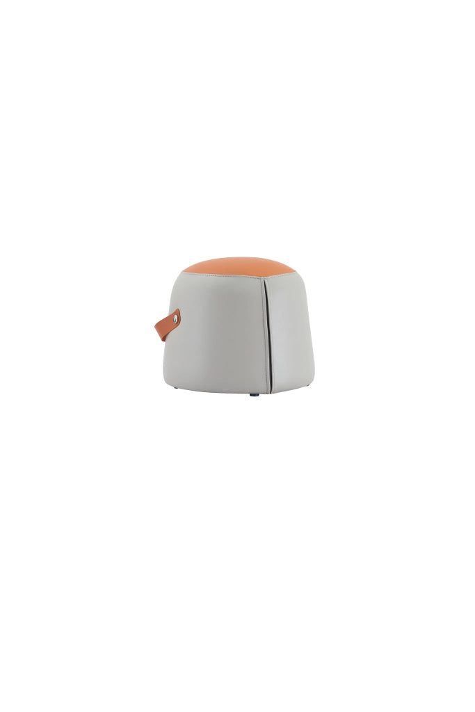 POUF in PU Grigio e Arancione con Maniglia in PU