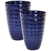Set di 2 Vasi per piante in fibra di argilla blu navy 50 x ⌀ 35 cm per esterni interni per tutte le stagioni