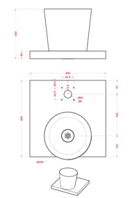Base con Vaschetta per Fontane con Ghiera Piccola 40x40x5 cm in Cemento Belfer 42/BSE/4 Viola