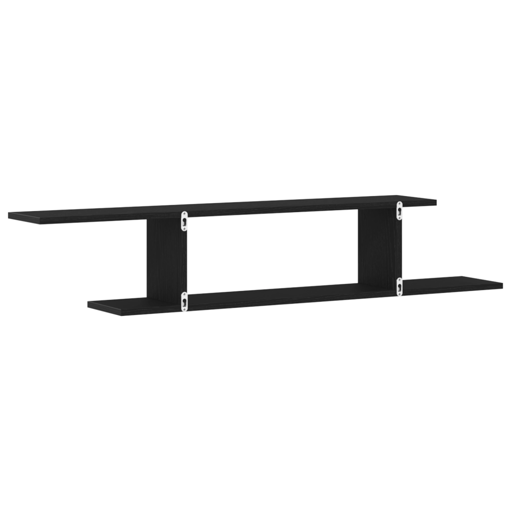 Mensola TV da parete  nera in rovere 125x18x23 cm in legno ingegnerizzato