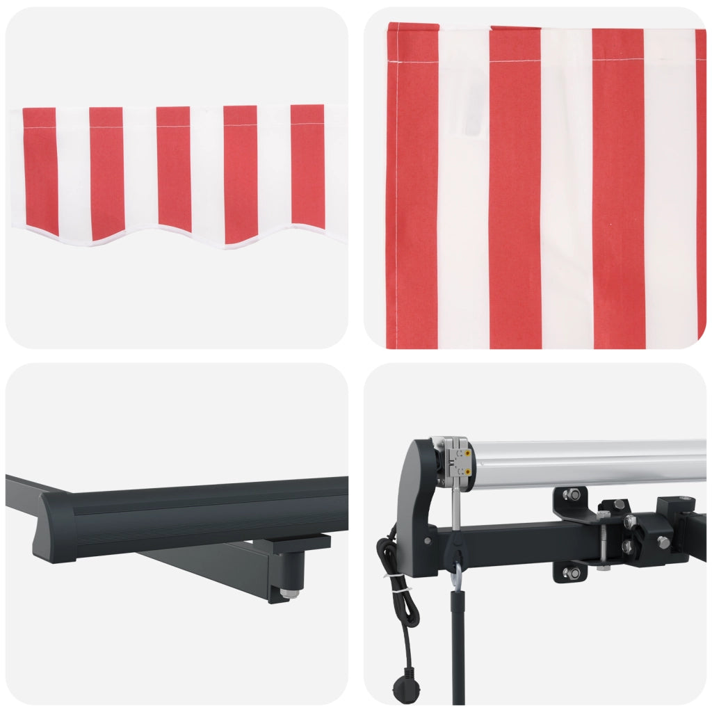 Tenda Retrattile Automatica Rigata Rossa e Bianca 350x250 cm