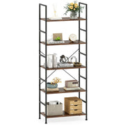 Scaffale per soggiorno a 5 ripiani 60 x 30 x 160 cm con kit antiribaltamento e finitura in legno marrone rustico 20_0018675