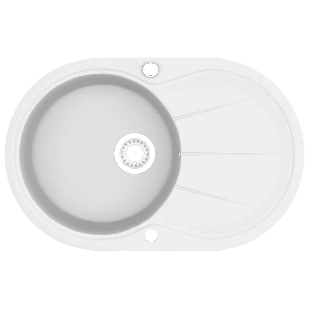 Lavello da Cucina in Granito Vasca Singola Ovale Bianco CFW7344162
