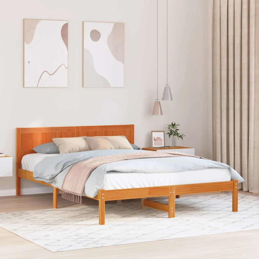 Struttura del letto Marrone 150 x 200 cm Legno massello di pino 872187