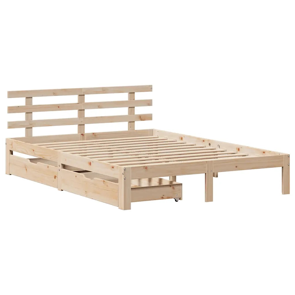Giroletto con Cassetti 160x200 cm in Legno Massello di Pino 3302014