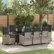 Set da Pranzo per Giardino 9 pcs Grigio chiaro polyrattan 3380413