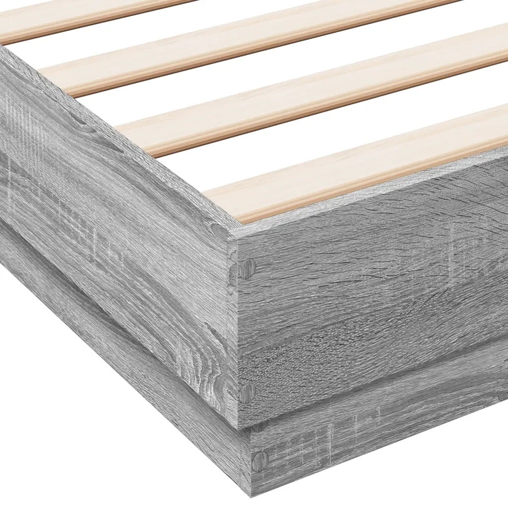Giroletto con Luci LED-Struttura Letto Grigio Sonoma 140x200 cm
