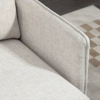Poltrona da Salotto Moderna Rivestita in Lino con Braccioli Imbottiti e Gambe in Acciaio 76x68x80 cm Crema