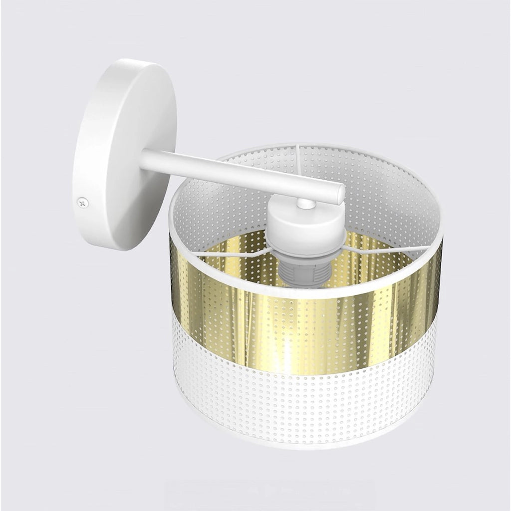 Lampada da parete LUX in acciaio bianco e oro