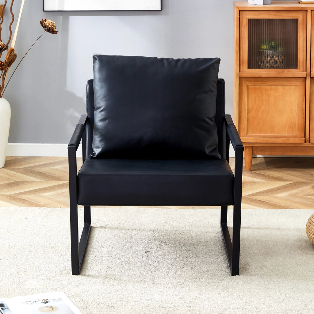 Poltrona da lettura 79x65x28 cm con braccioli in metallo e PU nero