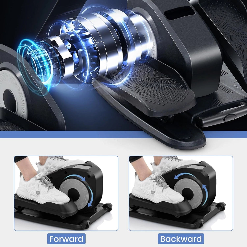Mini Ellittica Elettrica, Pedalatore Ellittico con Schermo e Telecomando, Pedalatore Elettrico con 5 Velocità e 3 Modalità, Bicicletta Ellittica Sotto la Scrivania