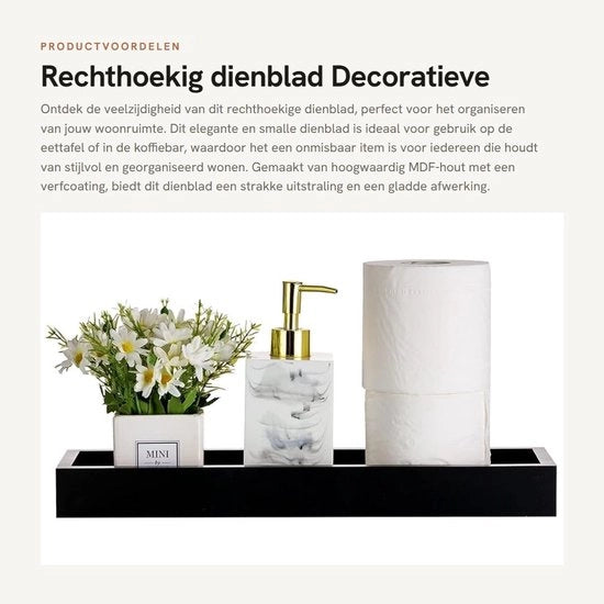 Piatto di servizio in legno - Rettilineo - Decorativo - Supporto per candele - Decorazione per la casa - Finestra MDF lucida