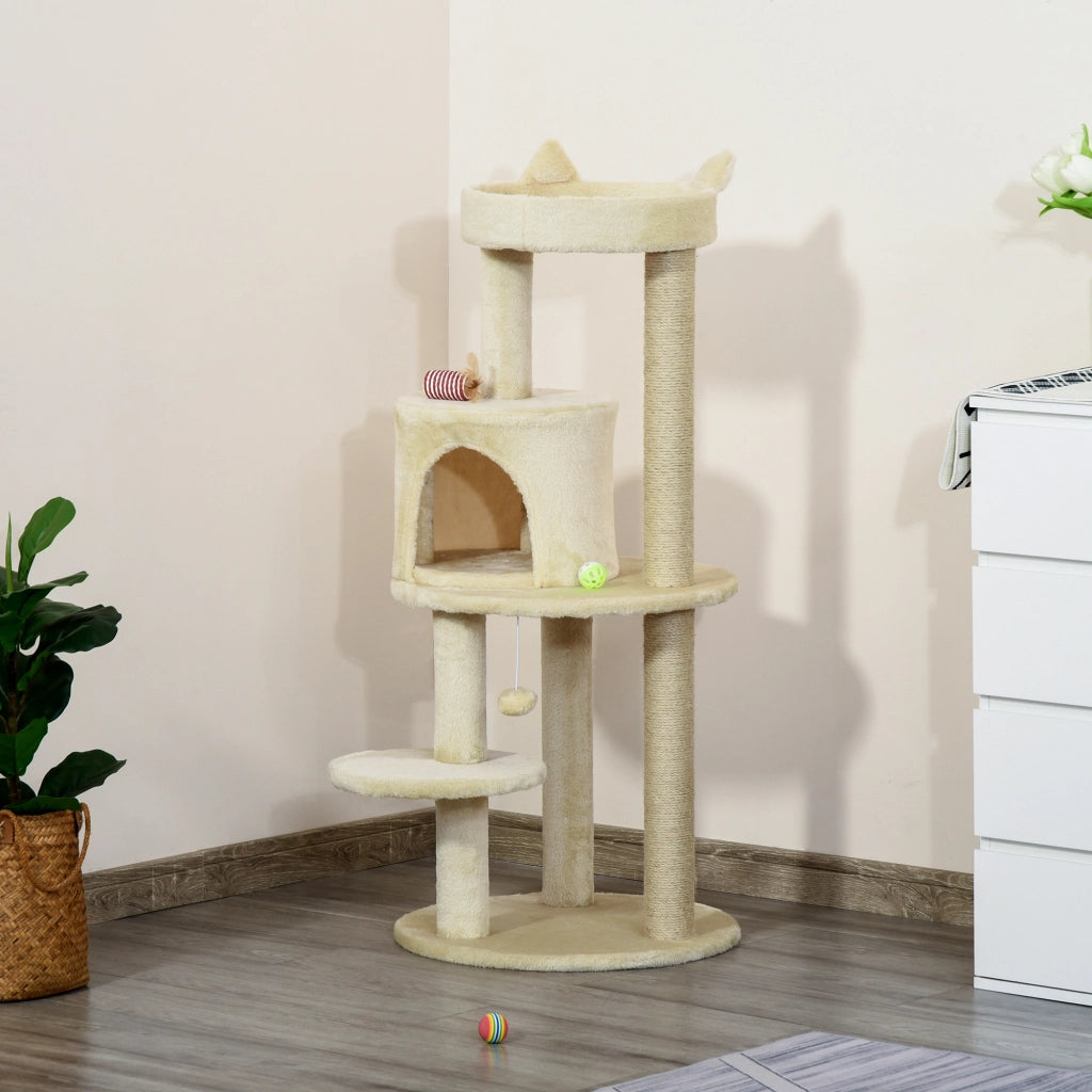 Tiragraffi per Gatti con Cuccia e Piattaforma ¨C zephmum ¨C 104 cm, Bianco