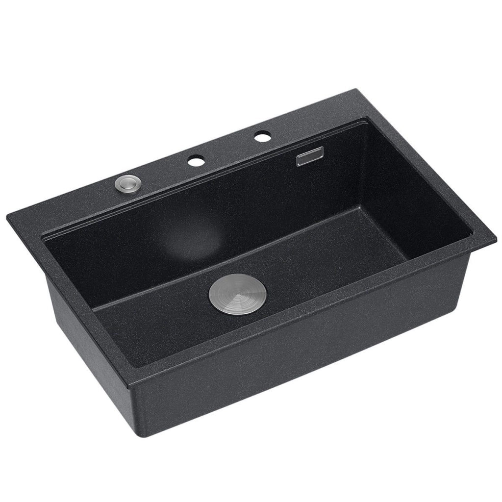 Lavello In Granito Marc 110 Workstation Black Metallic Tappo acciaio