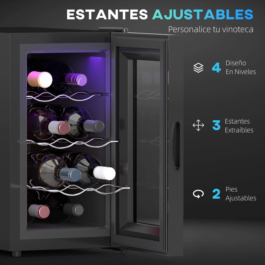 Cantinetta Vino 8 Bottiglie ¨C Xylo ¨C Refrigerazione Termoelettrica Doppia Zona 8-18¡æ Porta Vetro Nero