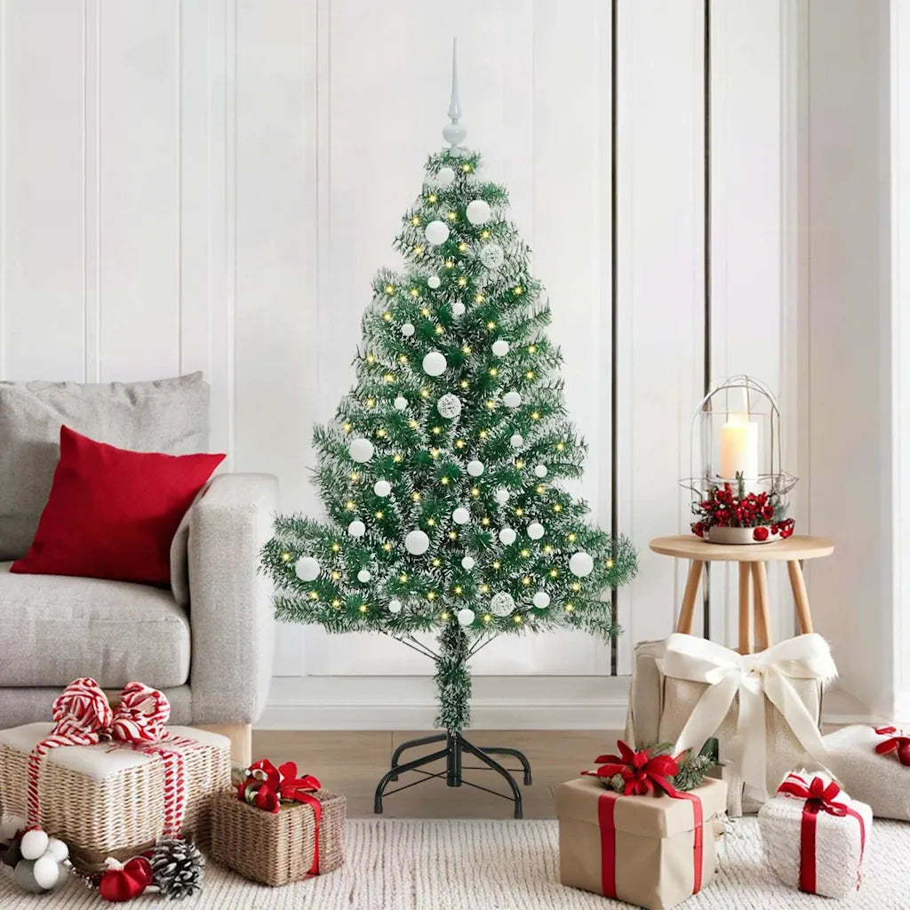 Albero di Natale Artificiale Imbiancato con Luci LED 150 cm