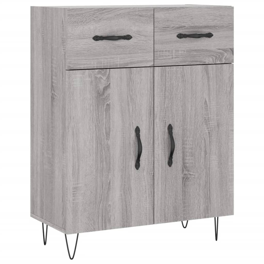 Buffet credenza cassettiera armadio mobile contenitore organizer cucina soggiorno salotto rovere Sonoma alto 69,5 x 34 x 180 cm legno ingegnerizzato grigio 02_0035483