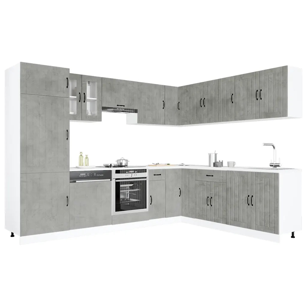 vidaXL Set Mobili da Cucina 14 pz Lucca Grigio Cemento in Truciolato