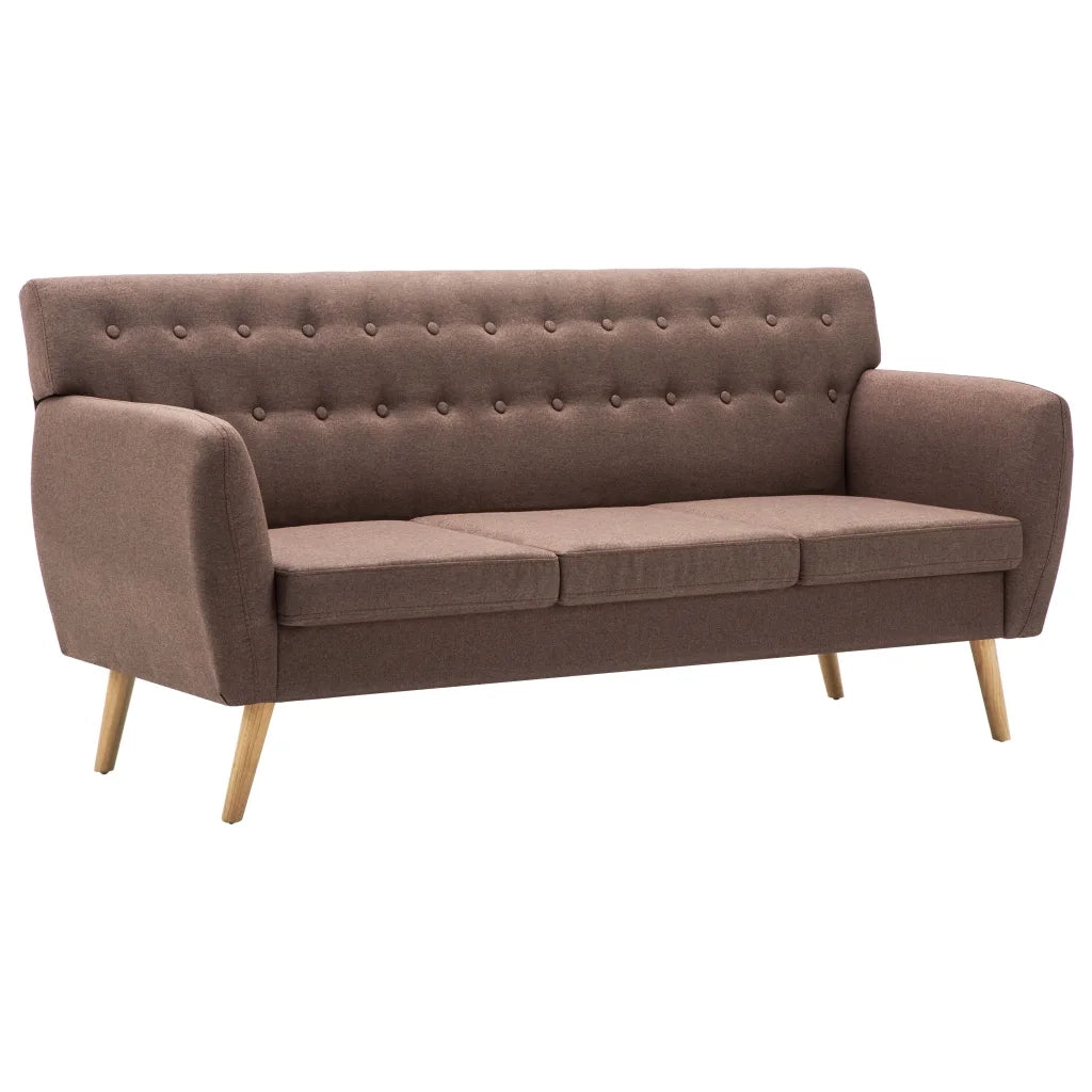 Divano a 3 Posti Rivestito in Tessuto 172x70x82 cm Marrone 247126