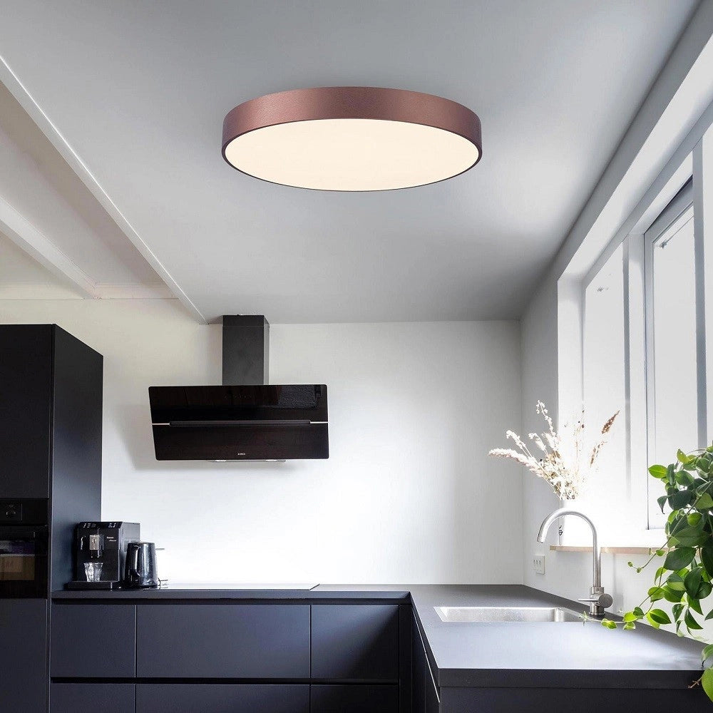 Trade Shop - Plafoniera Rotonda Led 95w Cct 3000k 4000k Lampada 80cm Luce Soffitto Camera 230v - Marrone