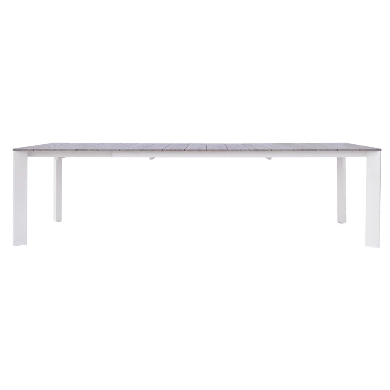 Tavolo Arenzano 211/276 Alluminio Bianco Top Alluminio Effetto Legno Moia