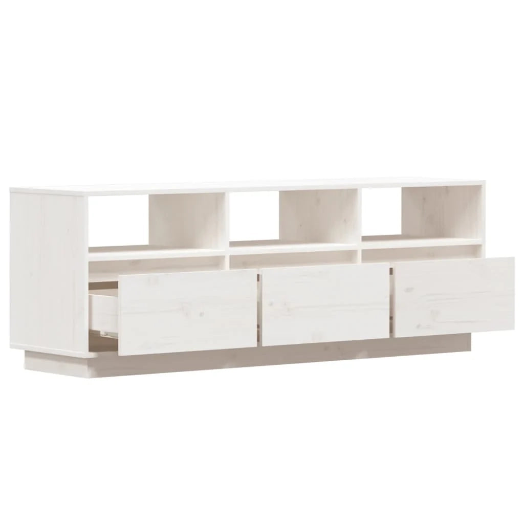 Mobile TV multimediale scaffale TV credenza mobile TV sala da pranzo soggiorno camera da letto 140 x 37 x 50 cm legno di pino massiccio bianco 02_0025929